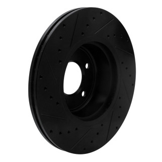 R1 06-13 BMW 135IS Front Right Drilled & Slotted Black Brake Rotor
