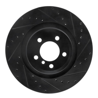 R1 07-08 BMW ALPINA B7 Rear Right Drilled & Slotted Black Brake Rotor