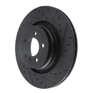 R1 07-08 BMW ALPINA B7 Rear Right Drilled & Slotted Black Brake Rotor