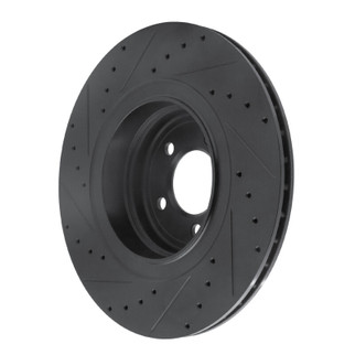 R1 07-08 BMW ALPINA B7 Rear Right Drilled & Slotted Black Brake Rotor