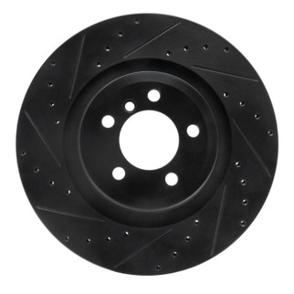 R1 07-08 BMW ALPINA B7 Rear Left Drilled & Slotted Black Brake Rotor