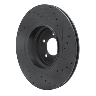 R1 07-08 BMW ALPINA B7 Rear Left Drilled & Slotted Black Brake Rotor