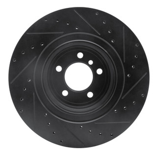 R1 07-08 BMW ALPINA B7 Rear Left Drilled & Slotted Black Brake Rotor
