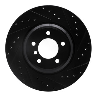 R1 07-15 BMW 335I Front Right Drilled & Slotted Black Brake Rotor