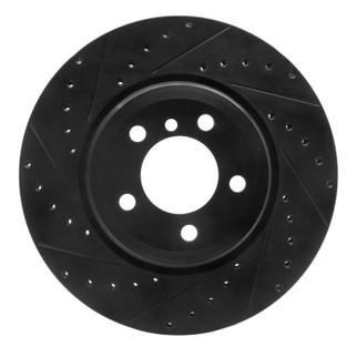 R1 05-08 BMW 760I Rear Left Drilled & Slotted Black Brake Rotor