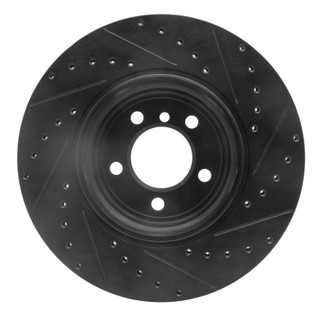 R1 05-08 BMW 760I Rear Left Drilled & Slotted Black Brake Rotor