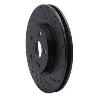 R1 06-10 BMW 530XI Rear Right Drilled & Slotted Black Brake Rotor
