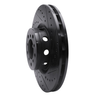 R1 00-03 BMW M5 Left Front Drilled & Slotted Black Brake Rotor