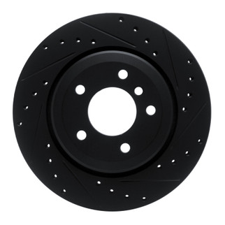 R1 01-06 BMW 330I Rear Right Drilled & Slotted Black Brake Rotor