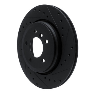 R1 01-06 BMW 330I Rear Right Drilled & Slotted Black Brake Rotor