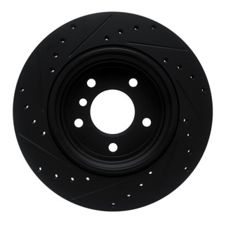 R1 01-06 BMW 330I Rear Right Drilled & Slotted Black Brake Rotor