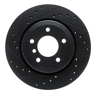 R1 01-06 BMW 330CI Rear Left Drilled & Slotted Black Brake Rotor