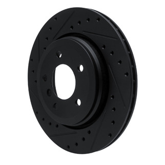 R1 01-06 BMW 330CI Rear Left Drilled & Slotted Black Brake Rotor