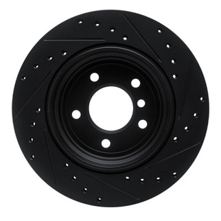 R1 01-06 BMW 330CI Rear Left Drilled & Slotted Black Brake Rotor