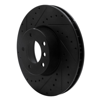 R1 00-03 BMW 540I Front Left Drilled & Slotted Black Brake Rotor