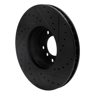 R1 00-03 BMW 540I Front Left Drilled & Slotted Black Brake Rotor