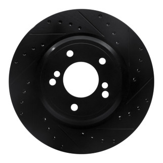 R1 00-06 BMW M3 Rear Right Drilled & Slotted Black Brake Rotor