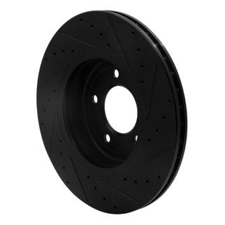 R1 01-08 BMW 330I Front Left Drilled & Slotted Black Brake Rotor