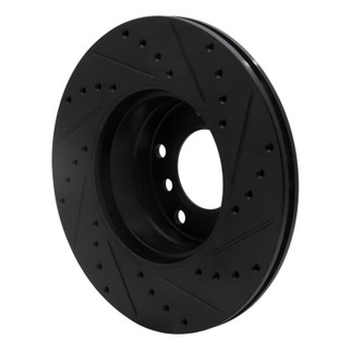 R1 96-03 BMW 528I Front Left Drilled & Slotted Black Brake Rotor