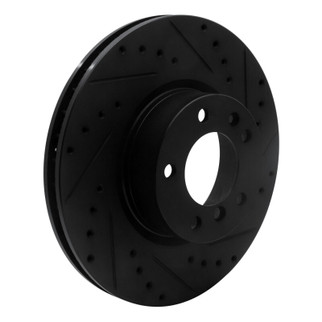 R1 93-97 BMW 850CI Front Right Drilled & Slotted Black Brake Rotor