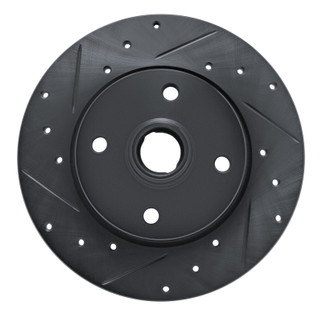 R1 76-84 Porsche 924 Front Left Drilled & Slotted Black Brake Rotor