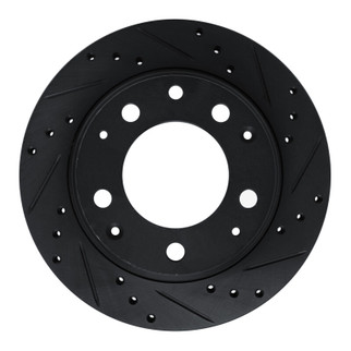 R1 69-83 Porsche 911 Rear Right Drilled & Slotted Black Brake Rotor