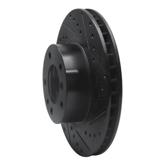 R1 87-95 BMW 735IL Front Right Drilled & Slotted Black Brake Rotor