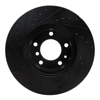 R1 87-95 BMW 735IL Front Right Drilled & Slotted Black Brake Rotor