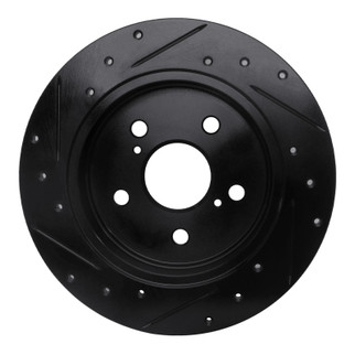 R1 2015-2025 Lexus ES250 Rear Right Drilled & Slotted Black Brake Rotor