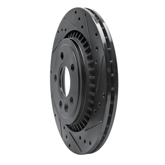 R1 07-18 Volvo S60 Rear Right Drilled & Slotted Black Brake Rotor