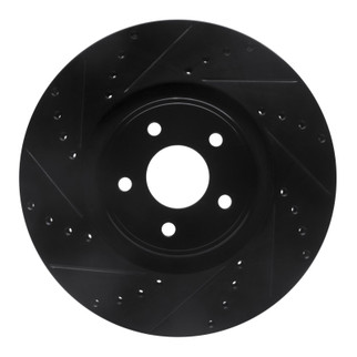 R1 14-18 Ford Focus ST Front Left Drilled & Slotted Black Brake Rotor