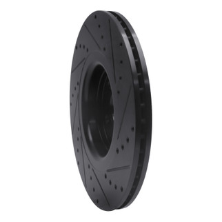 R1 14-18 Ford Focus ST Front Left Drilled & Slotted Black Brake Rotor