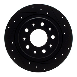 R1 2016-2025 Buick LaCrosse Rear Right Drilled & Slotted Black Brake Rotor