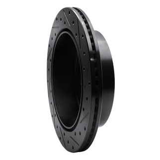 R1 03-03 Dodge Ram 1500 Van Rear Left Drilled & Slotted Black Brake Rotor