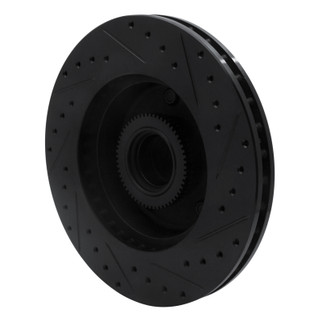 R1 03-03 Dodge Ram 1500 Van Front Left Drilled & Slotted Black Brake Rotor
