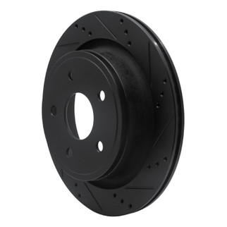 R1 02-24 Chrysler ASPEN Rear Right Drilled & Slotted Black Brake Rotor
