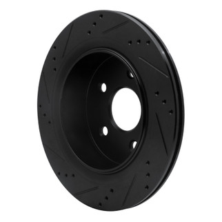 R1 02-24 Chrysler ASPEN Rear Right Drilled & Slotted Black Brake Rotor
