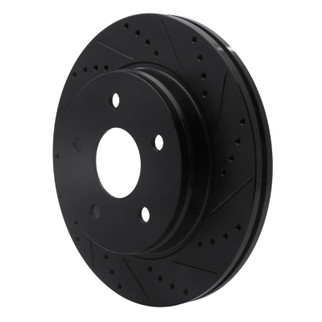 R1 02-24 Chrysler ASPEN Front Right Drilled & Slotted Black Brake Rotor