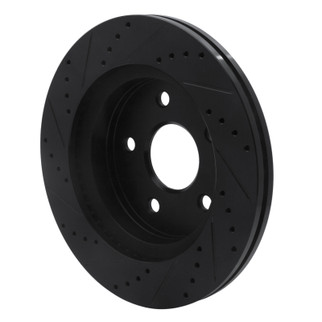 R1 02-24 Chrysler ASPEN Front Right Drilled & Slotted Black Brake Rotor
