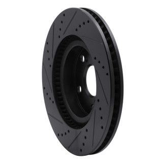 R1 03-09 Volvo XC90 Front Right Drilled & Slotted Black Brake Rotor