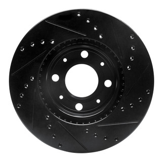 R1 93-95 Volvo 850 Front Left Drilled & Slotted Black Brake Rotor