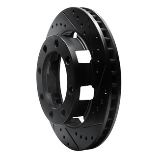R1 75-93 Dodge W200 Front Right Drilled & Slotted Black Brake Rotor