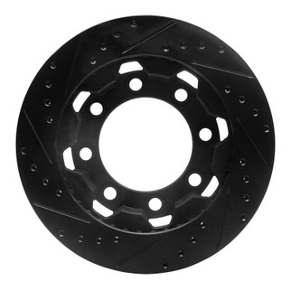 R1 75-93 Dodge W200 Front Right Drilled & Slotted Black Brake Rotor