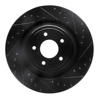R1 08-14 Chrysler 200 Front Right Drilled & Slotted Black Brake Rotor