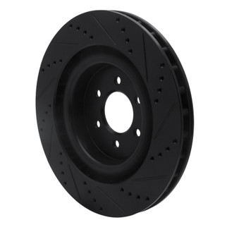 R1 03-17 Dodge Viper Rear Left Drilled & Slotted Black Brake Rotor