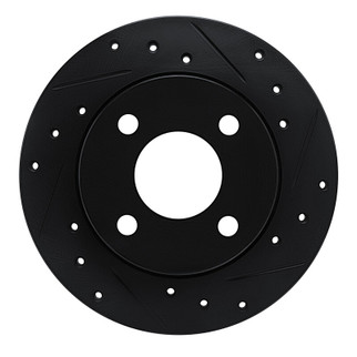 R1 78-90 Dodge Rampage Front Right Drilled & Slotted Black Brake Rotor