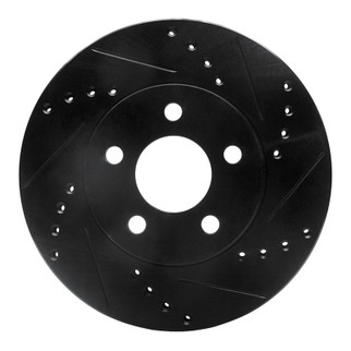 R1 00-05 Chrysler Neon Front Right Drilled & Slotted Black Brake Rotor