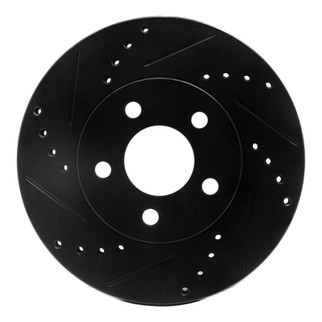 R1 00-05 Chrysler Neon Front Left Drilled & Slotted Black Brake Rotor