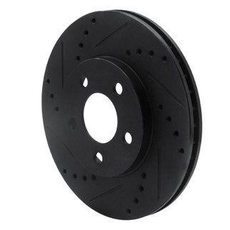 R1 00-05 Chrysler Neon Front Left Drilled & Slotted Black Brake Rotor