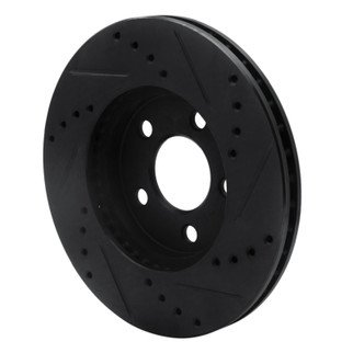 R1 00-05 Chrysler Neon Front Left Drilled & Slotted Black Brake Rotor